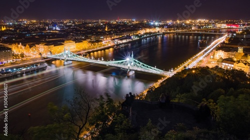 Budapest Liberty bridge at night from Gellért hill