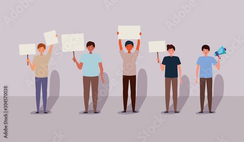 Men protesting for human rights vector design