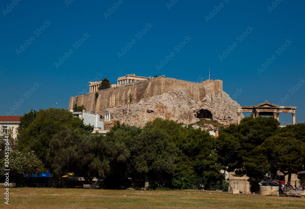 Acropolis and the Arch of Hadrian in Athens