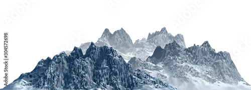 Panel kuchenny z motywem Snowy mountains Isolate on white background 3d illustration