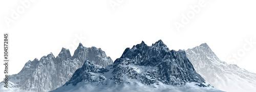 Fototapeta Naklejka Na Ścianę i Meble -  Snowy mountains Isolate on white background 3d illustration