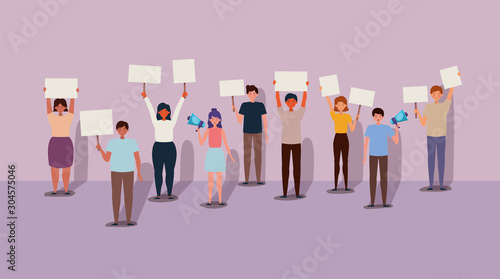 People protesting for human rights vector design
