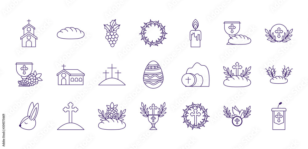 Isolated religion icon set line vector design