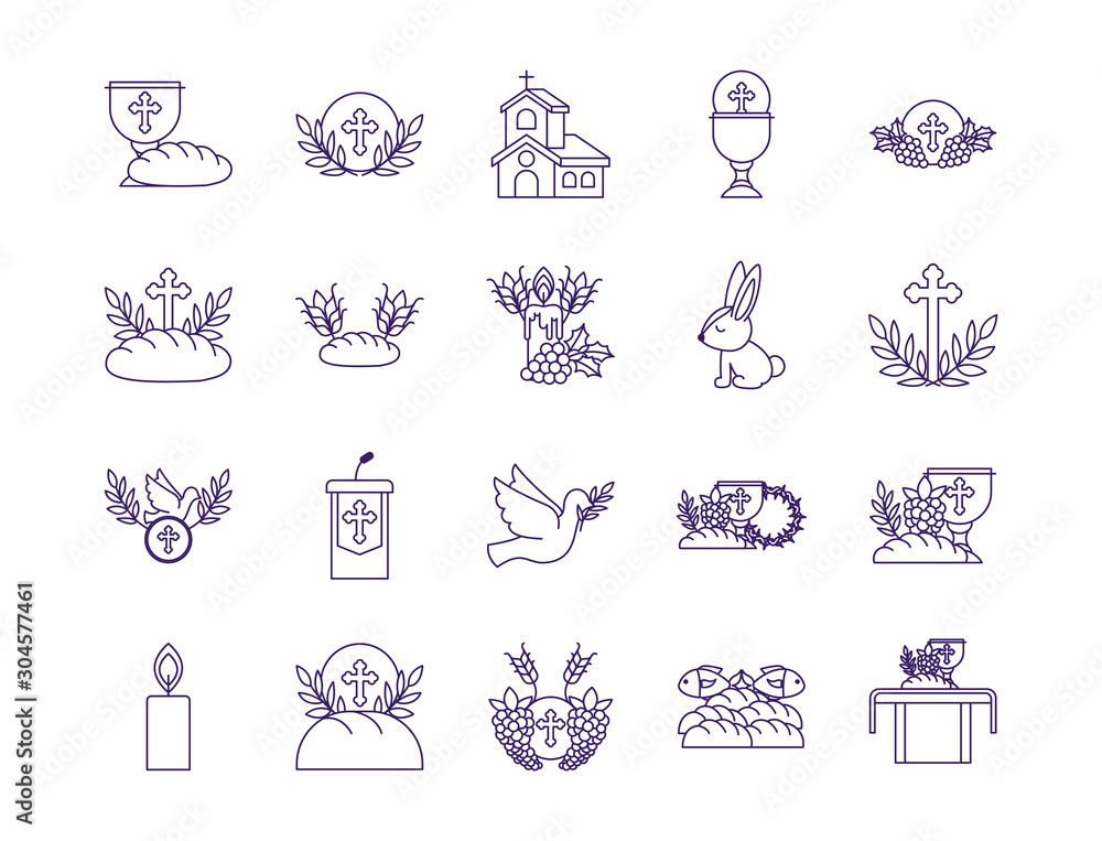 Isolated religion icon set line vector design Isolated religion icon set line vector design