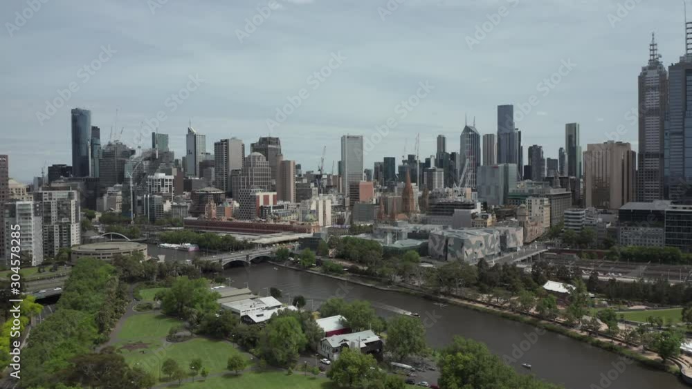 An aerial shot of Melbourne city at Alexandra gardens, Australia An aerial shot of Melbourne city at Alexandra gardens, Australia