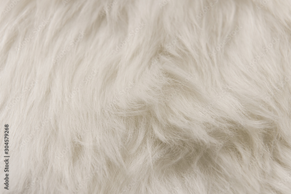 White artificial fur texture for background close-up White artificial fur texture for background close-up