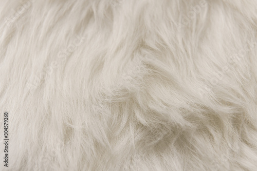 White artificial fur texture for background close-up