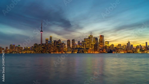 Toronto Skyline Sunset Time Lapse