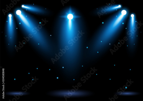 Bright blue stadium arena lighting spotlight Graphic element vector illustration