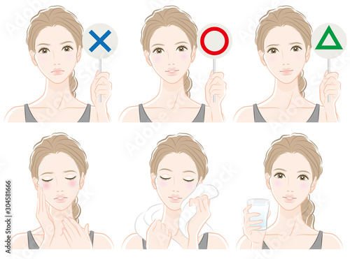 熱中症対策をしている女性のイラスト