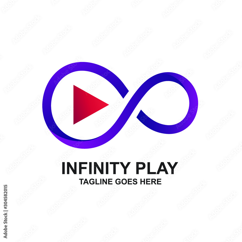Infinity Symbol With Play Icon Logo Design Infinity Symbol With Play Icon Logo Design