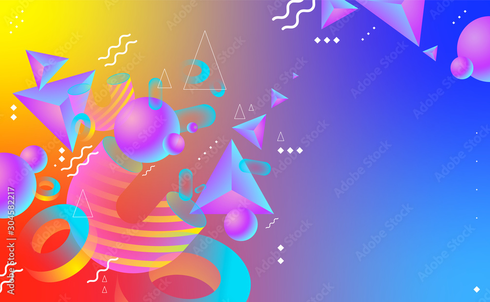  abstract blue and yellow  background with texture triangles and circles  shapes in fun geometric pattern, in modern design
