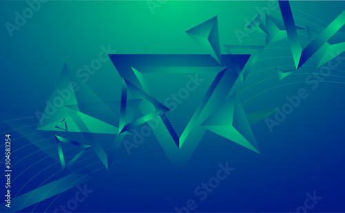 Fototapeta Naklejka Na Ścianę i Meble -   abstract blue and green background with texture triangles shapes in fun geometric pattern, in modern design