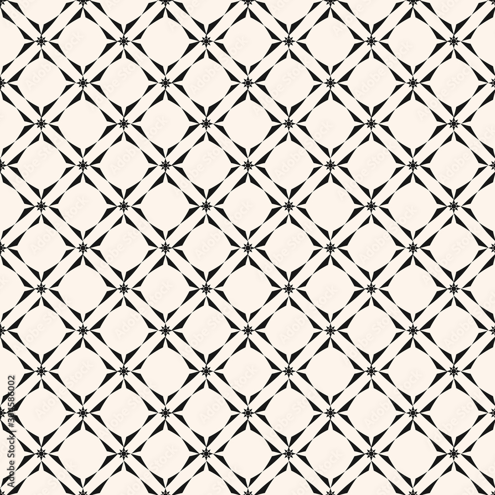 Geometric grid seamless pattern. Vector black and white abstract background