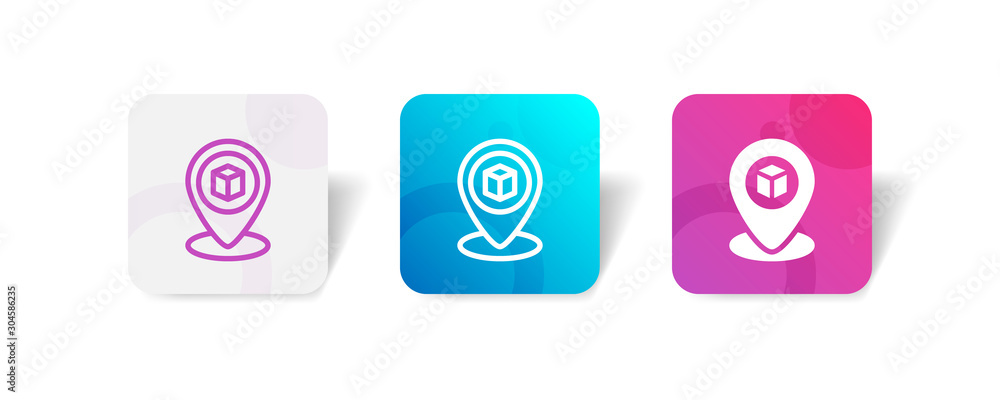 courier location outline and solid icon in smooth gradient background button courier location outline and solid icon in smooth gradient background button