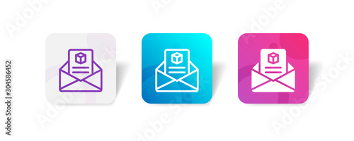 shipping email notification outline and solid icon in smooth gradient background button