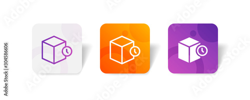 box loading duration time outline and solid icon in smooth gradient background button