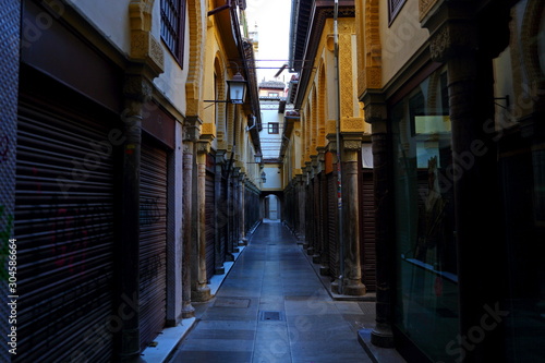 Street view of historic section of Granada  Andalusia  Spain  spanish architecture. Europe