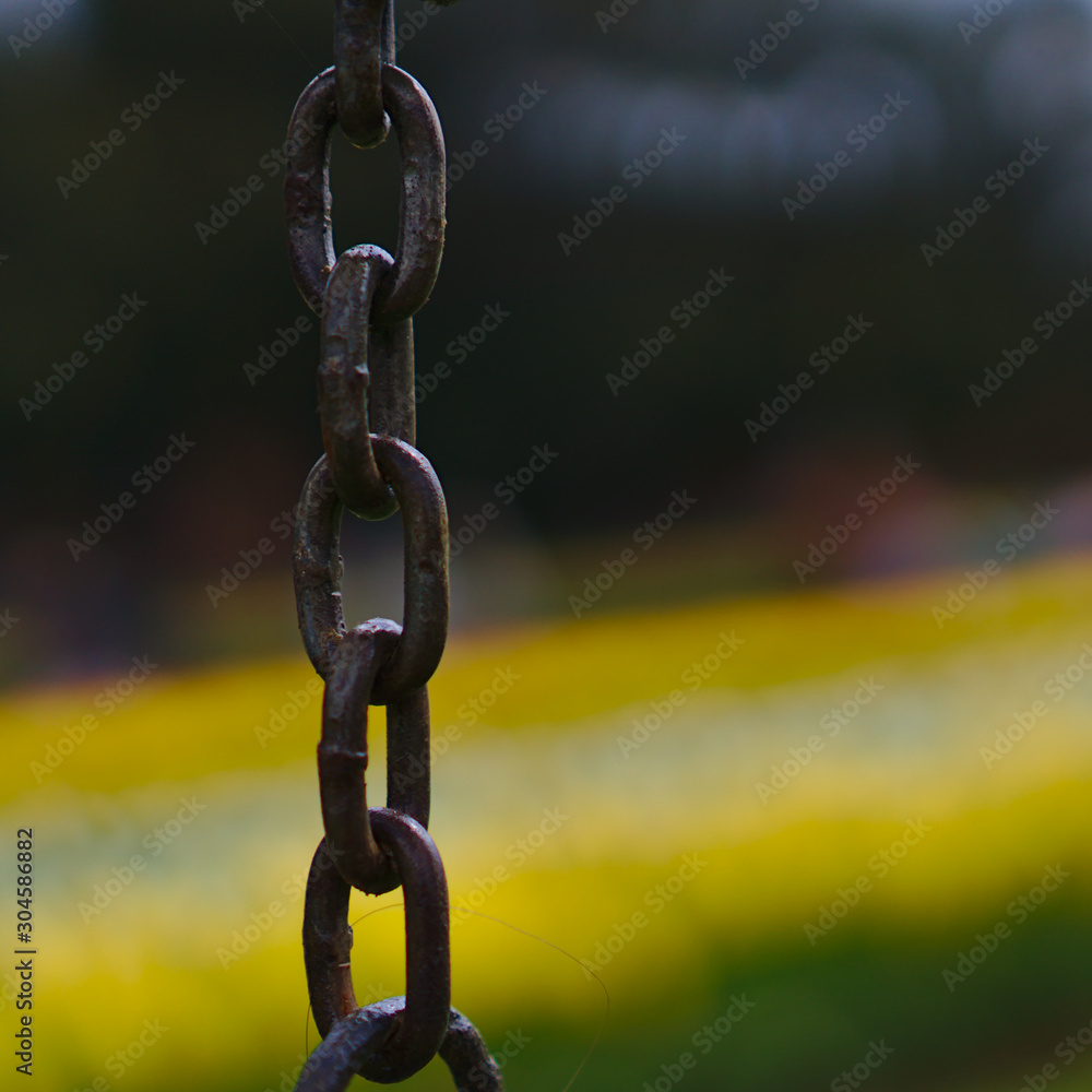 Chain with natural light green background blurred Chain with natural light green background blurred