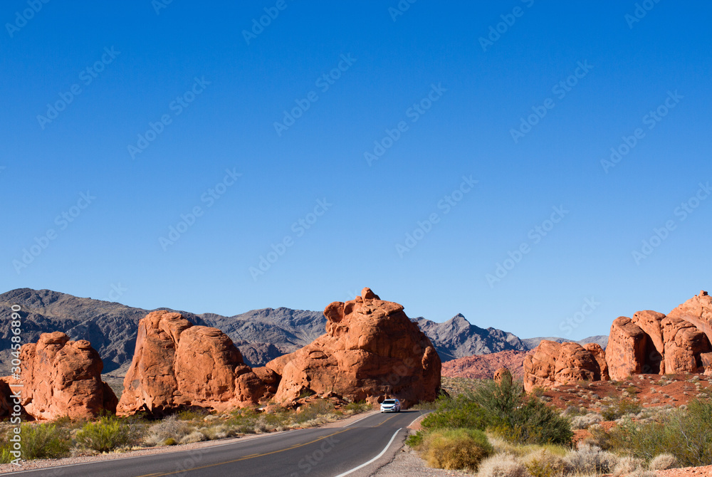 Car on scenic drive through the 