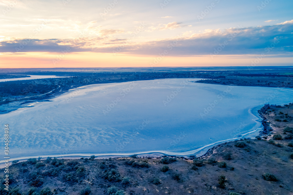 Obraz premium Scenic salt lake Crosbie at sunrise - aerial view
