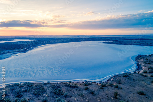 Scenic salt lake Crosbie at sunrise - aerial view © Greg Brave