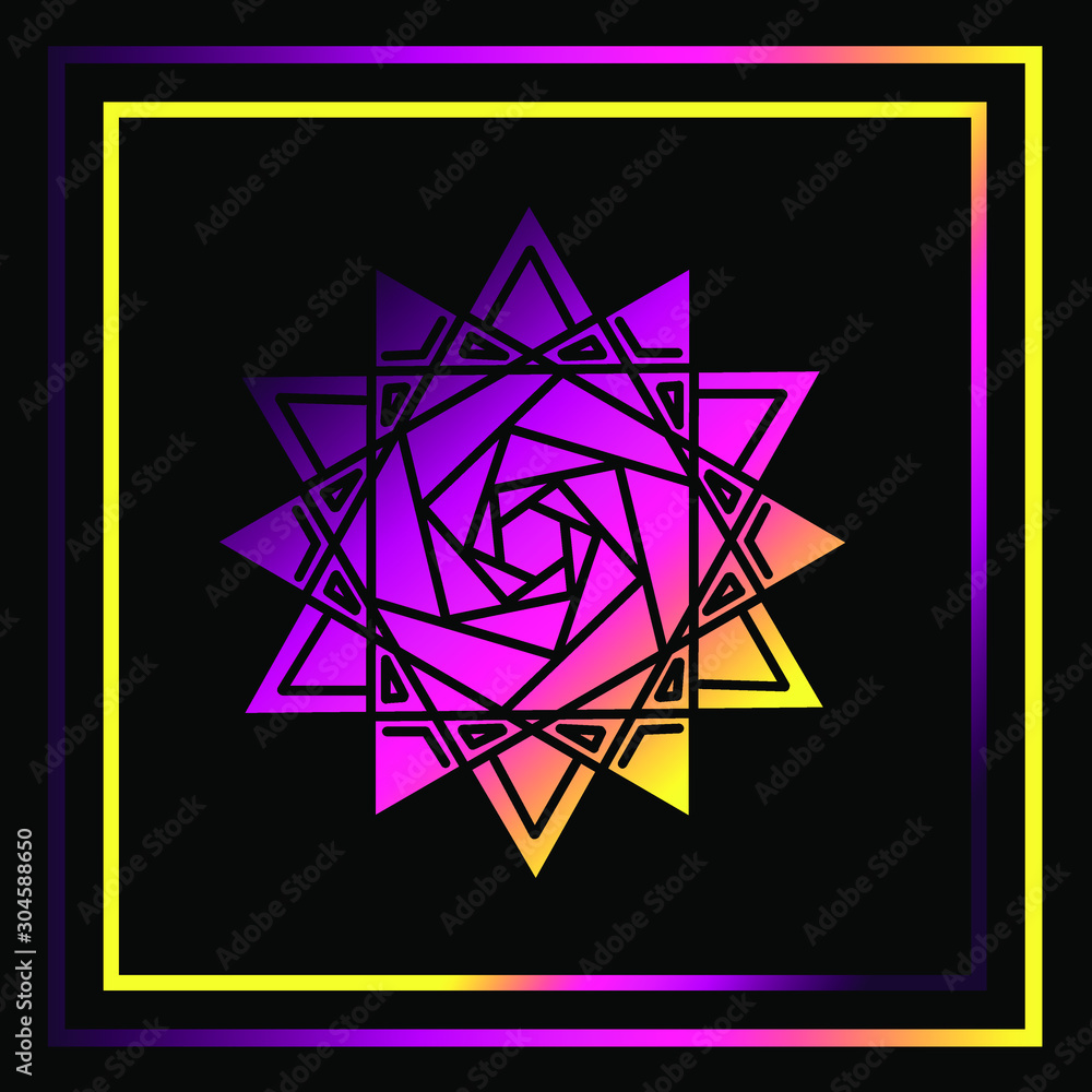 the flower star mandala logo design with black background the flower star mandala logo design with black background