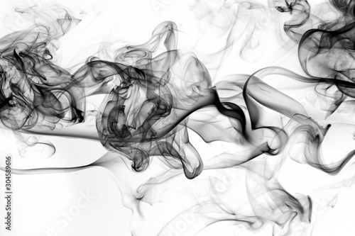 Black smoke abstract on white background  fire design