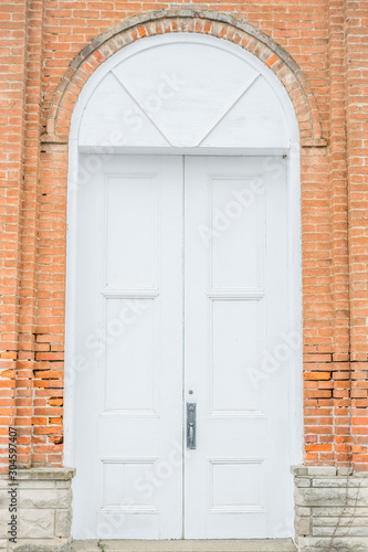 church building old vintage orange red doors arch