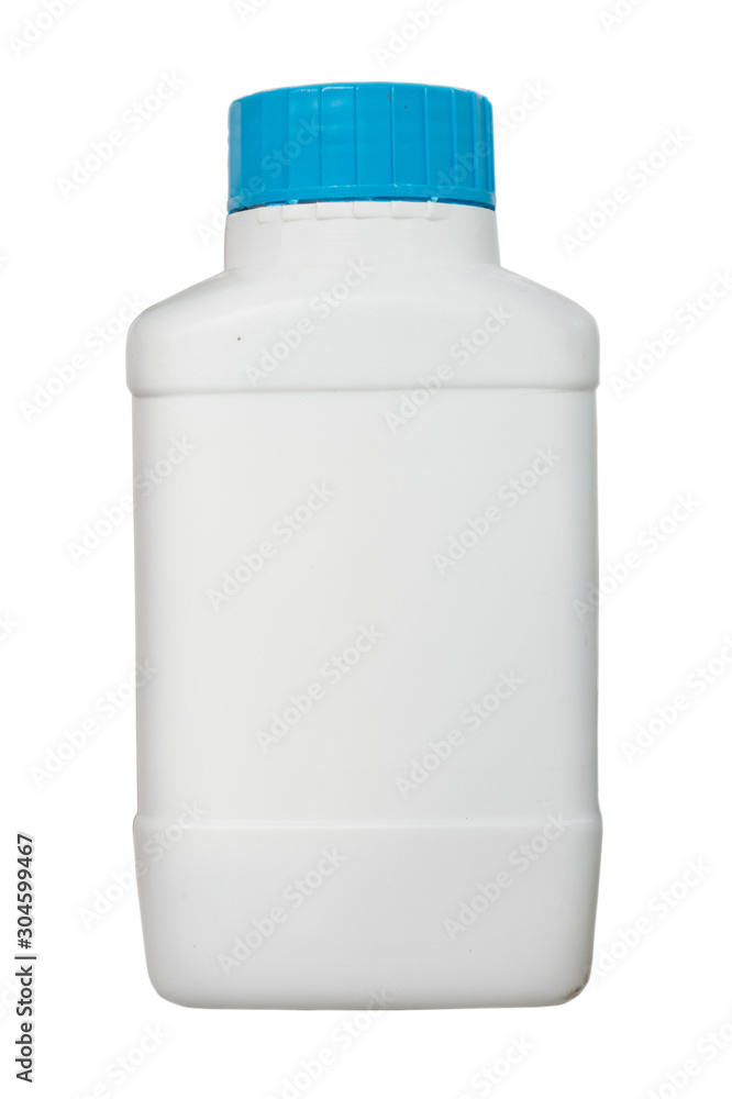 White Blank Plastic Bottle Container with Blue Cap Isolated On White Background White Blank Plastic Bottle Container with Blue Cap Isolated On White Background
