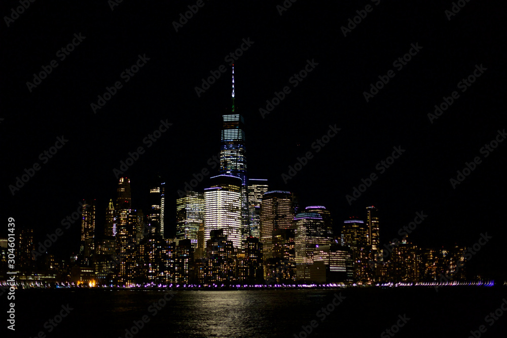 Downtown Manhattan Skyline Nachts