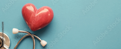 Red heart with stethoscope, heart health, health insurance concept, world heart day, world health day, world hypertension day