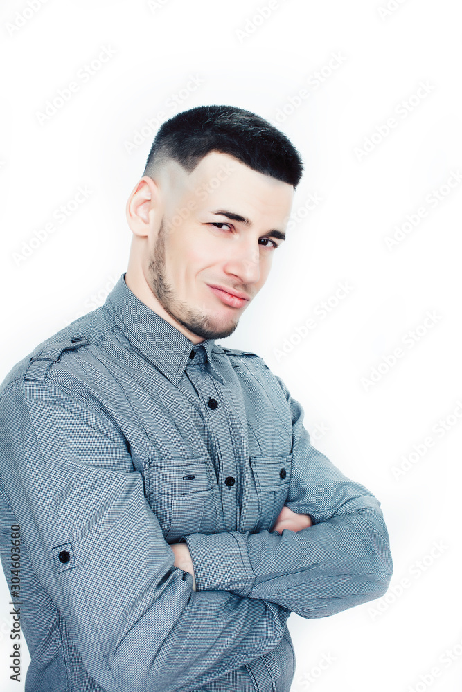 young handsome well groomed guy posing on white background gesturing smiling, lifestyle people concept young handsome well groomed guy posing on white background gesturing smiling, lifestyle people concept