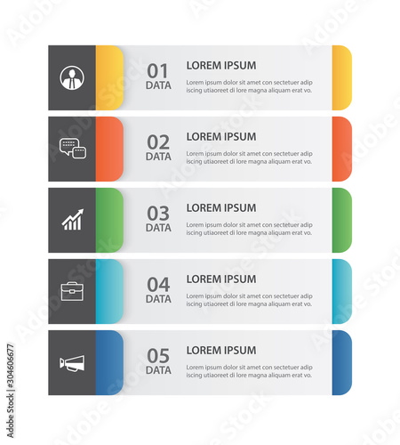 5 data Infographics tab paper index template. Vector illustration abstract background. Can be used for workflow layout, business step, banner, web design.