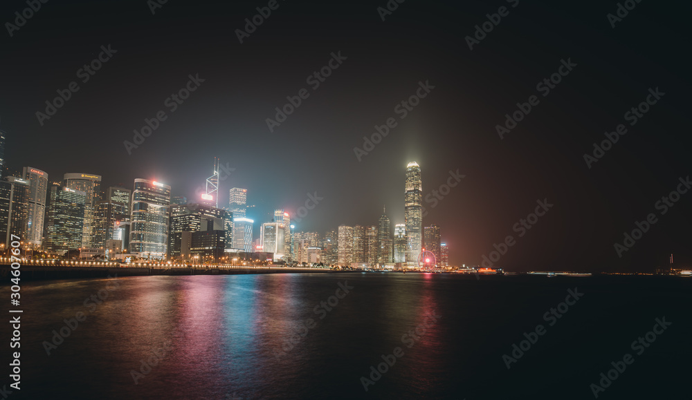 Hong Kong Island waterfront night view