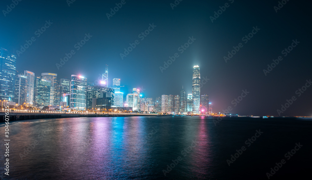 Hong Kong Island waterfront night view