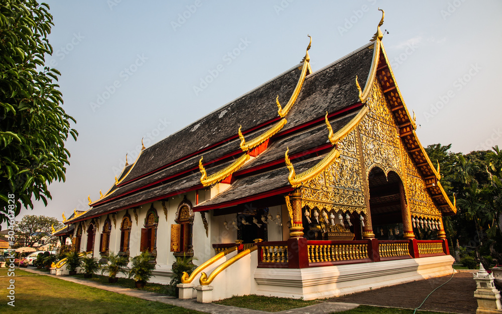 Fototapeta premium Ancient temple, Wat Chiang Man temple in Chiang Mai, Thailand