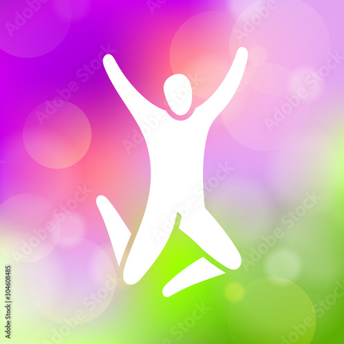 Vector illustration of jumping people. Body figure icon, sign. Trampoline park concept. Healthy active sport.