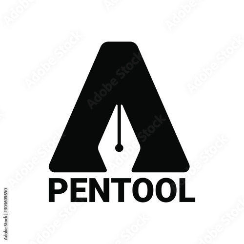 Nib pen in an A letter logo. Pen logo vector for business and company.