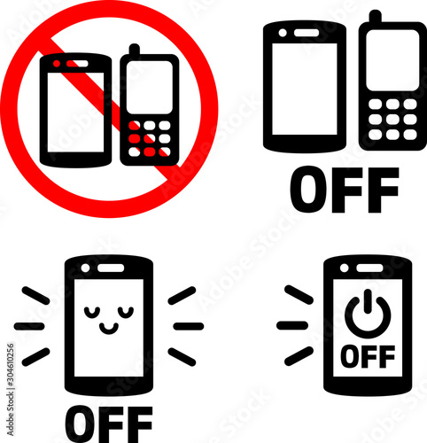 スマートフォン、携帯電話電源オフのマーク