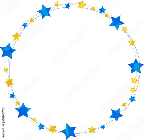 星_フレーム_サークル_イラスト_切り絵風_クリスマス_リース_star_七夕