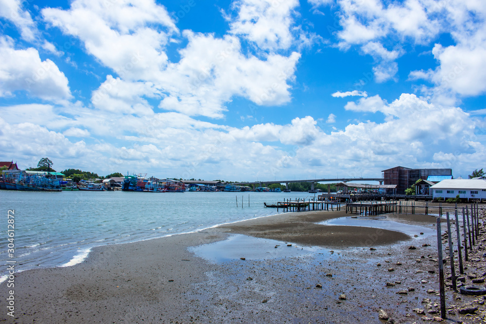 Fishing village view beach in thailand