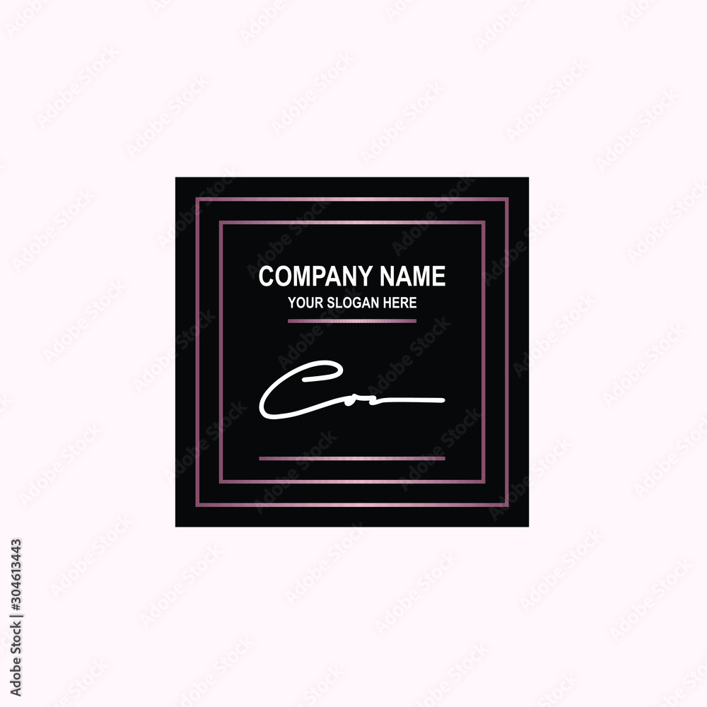 CO Initial signature logo is white, with a dark pink grid gradation line. with a black square background CO Initial signature logo is white, with a dark pink grid gradation line. with a black square background