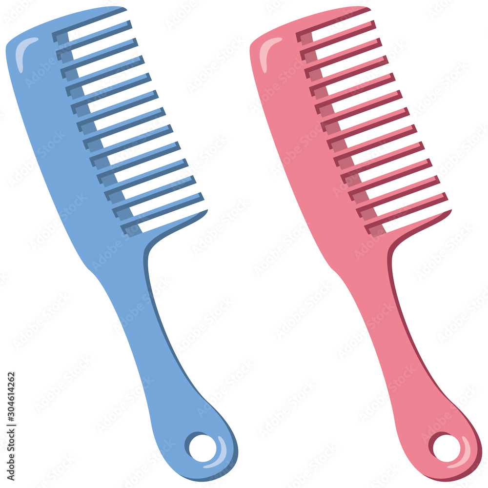 くしのイメージイラスト 青色と桃色 Stock Vector Adobe Stock
