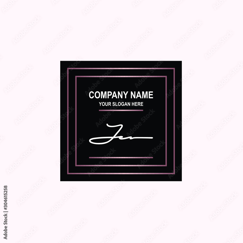 JE Initial signature logo is white, with a dark pink grid gradation line. with a black square background JE Initial signature logo is white, with a dark pink grid gradation line. with a black square background