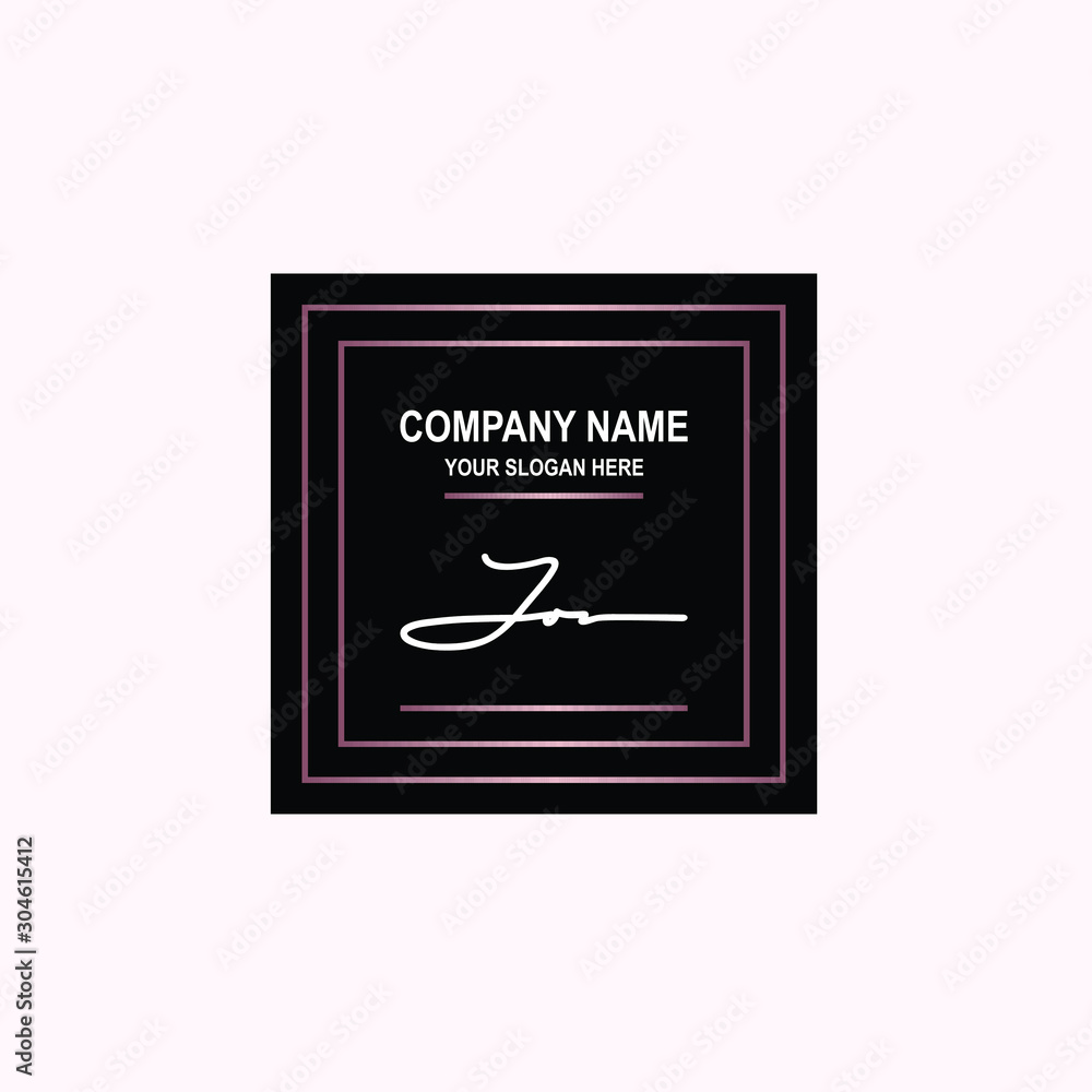 JO Initial signature logo is white, with a dark pink grid gradation line. with a black square background JO Initial signature logo is white, with a dark pink grid gradation line. with a black square background