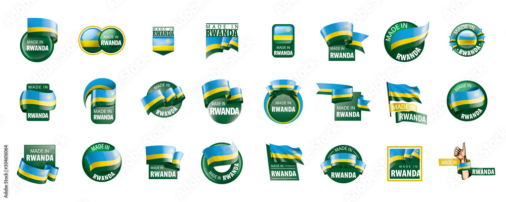 Rwanda flag, vector illustration on a white background Rwanda flag, vector illustration on a white background