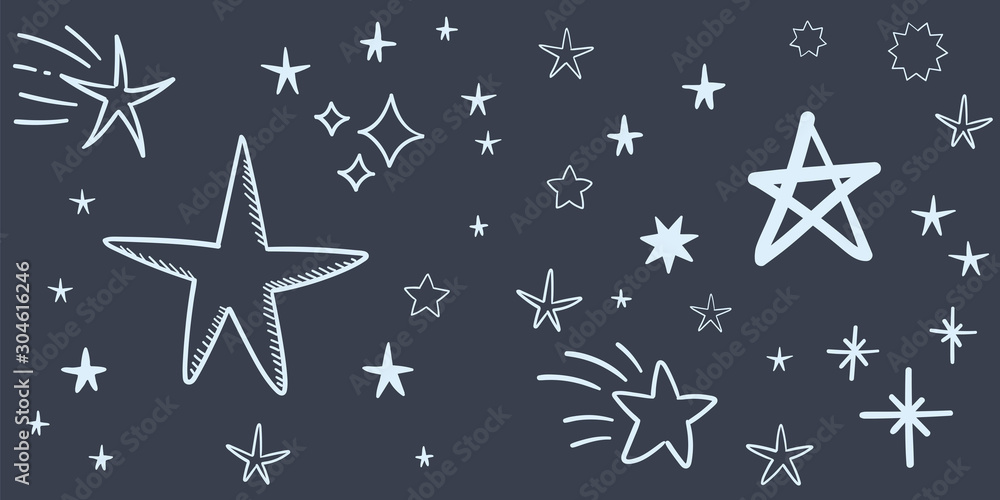 Stars doodle set. Hand drawn star sketch illustrations. Vector collection. Stars doodle set. Hand drawn star sketch illustrations. Vector collection.
