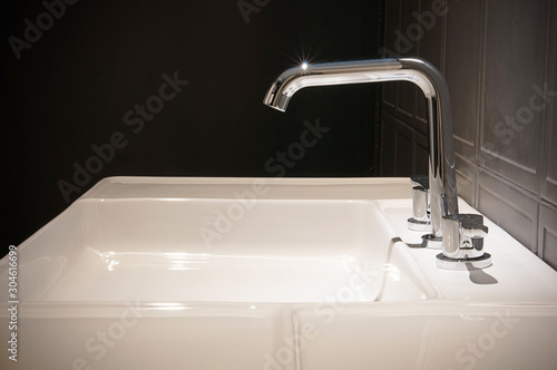 Bathroom interior with sink and faucet  Modern design of bathroom 