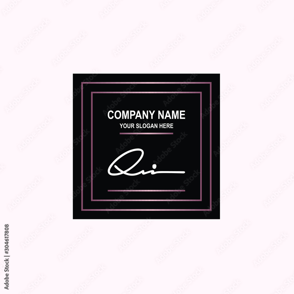 QI Initial signature logo is white, with a dark pink grid gradation line. with a black square background QI Initial signature logo is white, with a dark pink grid gradation line. with a black square background